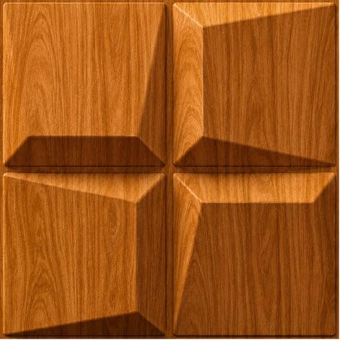 Image of Kayra Decor 3D PVC Wall Panels for Bedroom & Living Room | Cube Design | Teak Wood Color | 19.7 x 19.7 Inch | Pack of 40 | 107.6 Sq Ft