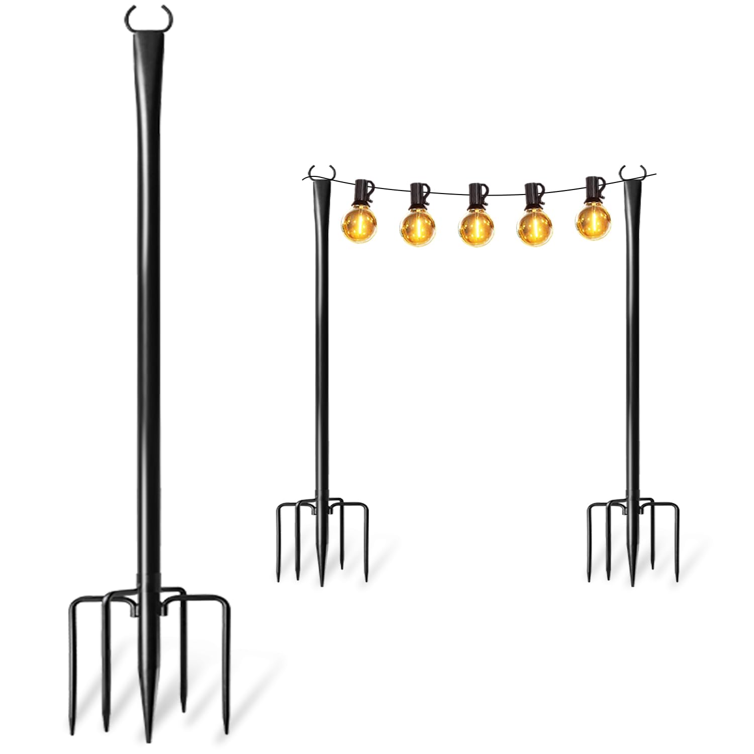 Photo 1 of 2 Pack Heavy-Duty String Light Poles for Outside with Fork, Adjustable Lighting Hanging Post Accessories for Patio Furniture Set Patio Decor Outdoor Decor Backyard Yard Pergola Garden Decorations