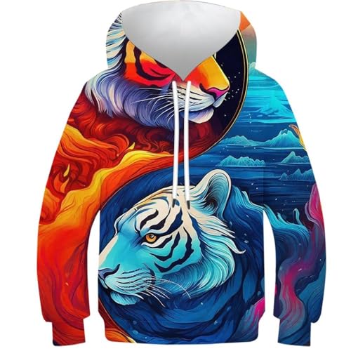 Sweat à capuche Yin-Yang 3D pour enfants 13-15 ans