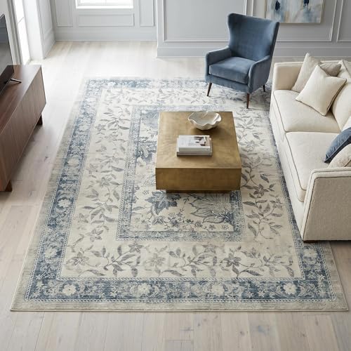 Image of FairyStyle Vintage Blue Large Rugs Living Room 160 x 230 cm Washable Carpet