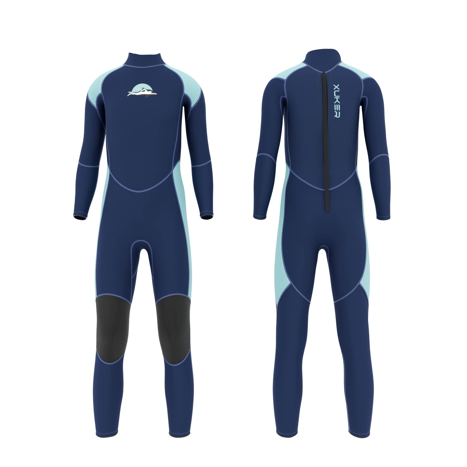 XUKER Wetsuit Kids 3mm, Neoprene Wet Suits for Kids in Cold Water Full Body Dive Suit for Diving Snorkeling Swimming