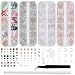 WOKOTO 4Pcs Nail Art Crystals And Rhinestones Rose Gold Metal Stud Nail Art Sharp And Flat Base Rhinestones Kit With Tweezers And Rhinestone Picker Pencil