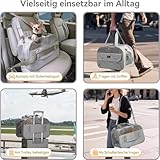 A 4 PET Transportbox Katze, Hundetasche Flugzeug für Kabine/Auto, Leicht Hunde Flugtasche mit patentieren Sicherheit Schnallen/4 Mesh/Aufbewahrungstasche, Grau