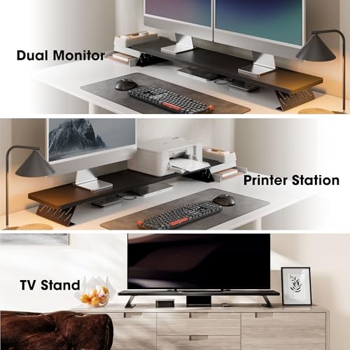 Double support de moniteur pour soulager le cou et surélever deux écrans de PC - 8