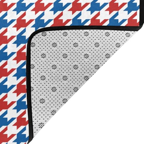 Tapis doux et lavable antidérapant grand format bleu rouge - 5
