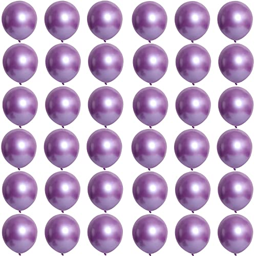 Purple Chrome Balloons,Metallic Purple Balloons 12 inch,36 Pcs Thick Natural Latex Balloon Shiny Birthday Party Balloon Helium Balloons Decorations for Baby Showers,Engagement Wedding,Graduation Party