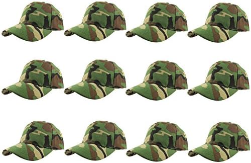 Gelante Plain Blank Baseball Caps Adjustable Back Strap Wholesale LOT 12 Pack- 001-Camo