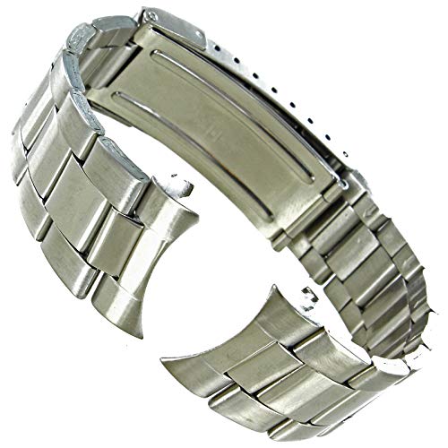 20Mm Hirsch/Speidel Silver Stainless Steel Curved Ends Security Clasp Watch Band 692/1409 #TOP19