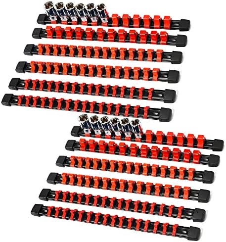 Reniteco Socket Organizer Drive ABS Tools-Socket Holder, Premium Quality 9 Pieces Holders Kit 1/4-Inch x 48 Clips, 3/8-Inch x 45 Clips, 1/2-Inch x 36 Clips