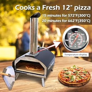 KT THERMO Wood Fired Pizza Oven, Portable Min Pizza Oven for Outdoor Cooking, Includes Pizza Grill, Pizza Peel and Pizza Stone KT THERMO Wood Fired Pizza Oven Portable Min Pizza Oven for Outdoor Cooking Includes Pizza Grill Pizza Peel and Pizza Stone