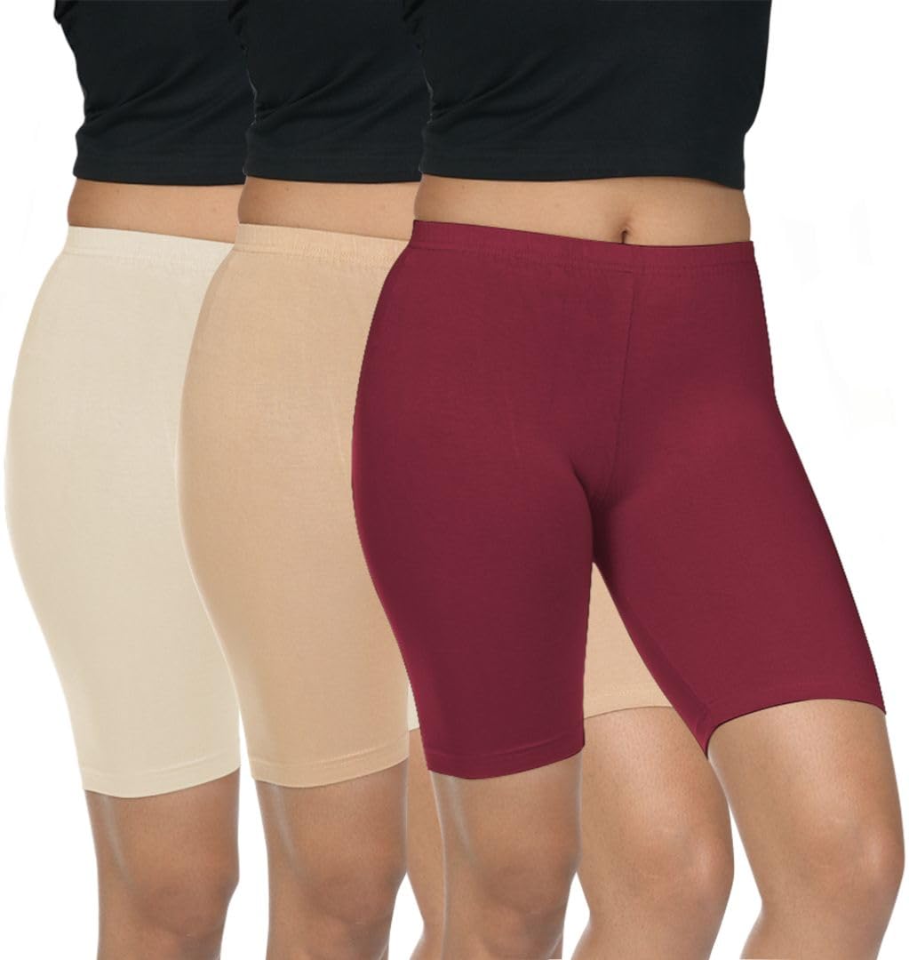 fly birds Pack of 3 Women Viscose Blend Solid Shorts (Cream/Deep Skin)-picture-32