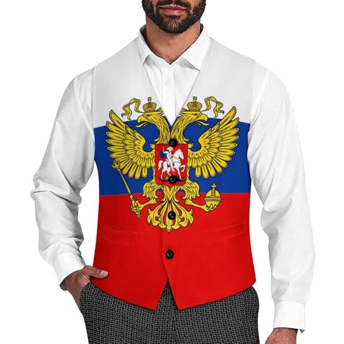 CCCP Russian Flag USSR Soviet Novelty Men's Suit Vest Funny Formal Dress Vests Business Waistcoat