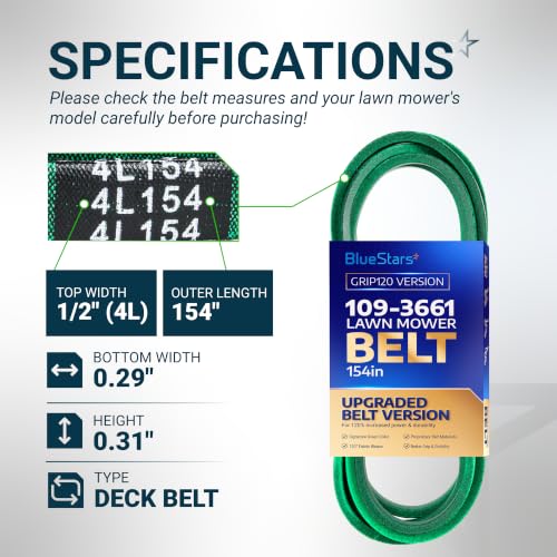 Image of [Upgraded Grip120] BlueStars 109-3661 Deck Belt | Aramid Cord | 1 /2 inchx154 inch