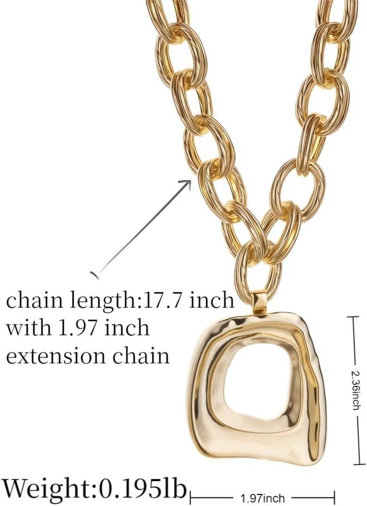 Chunky Gold Statement Necklaces for Women Trendy Lightweight Big Large Thick Spiral/Cross/D Necklace Boho Western Punk Y2K Rock Jewelry Gift - Image 6