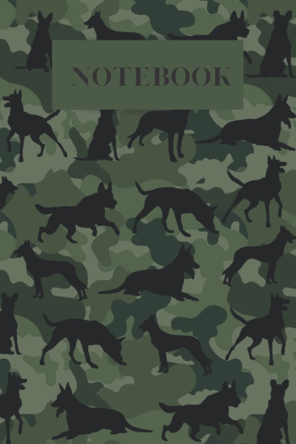 Camouflage Belgian Malinois Pattern Notebook: (Matte, 100 Pages, Lined Notebook, 6x9)