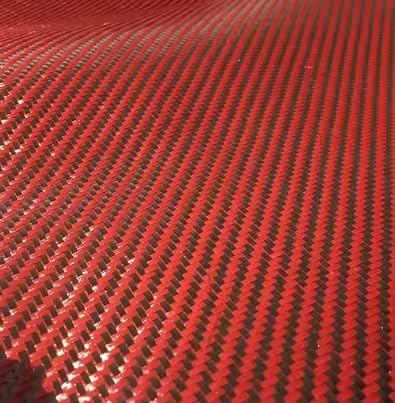 20ft x 40 Carbon Fiber Cloth Roll 2x2 Twill Weave 3k 200g High Strength Fabric for Car Boat Repair Concrete Walls, Basements,Red (Red, 0.5m x 1.5m)