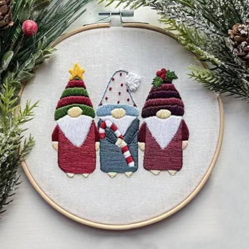 Image of UQRUI Christmas Embroidery Kits for Adults BeginnersEmbroidery Patterns, Ornament Embroidery Kit,Cross Stitch Kits (Stocking B)