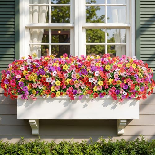 Alupssuc 24 Bundles Artificial Flowers for Outdoors Decoration, UV Resistant Silk Faux Daisy Flora Spring Fake Plastic Plants Greenery for Outside Indoor Yard Home Porch Window Box image 6