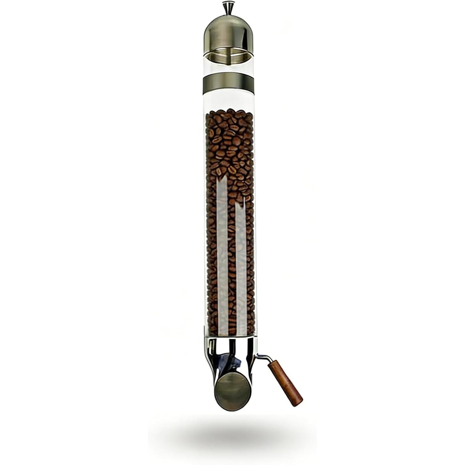 Distributeur de grains de café, récipient de rangement mural en acier inoxydable avec tube en verre, sortie réglable pour café, bonbons, thé, 9 cm de diamètre
