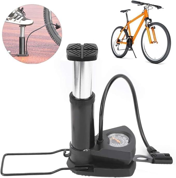 Falshruti Mini Foot Pump for Car, Bike & Bicycle Tires, Portable Pedal Air Pump with Pressure Gauge, Compact Tire Inflator for Cycle, Sports Balls & Emergency Roadside Repair 3