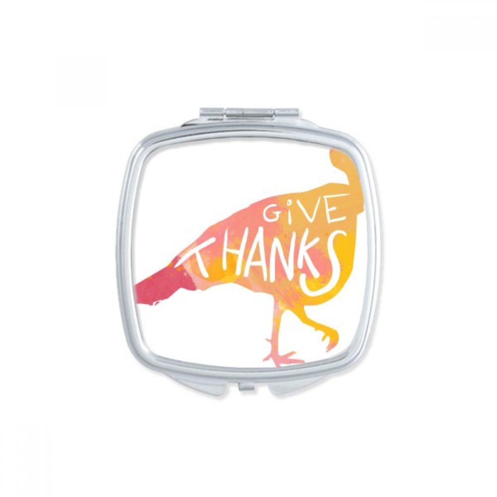 Miroir de poche compact motif Happy Day Thanksgiving de taille portable multicolore