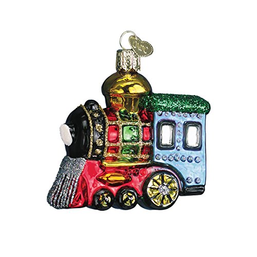Old World Christmas Kleine Lokomotive aus Glas für Weihnachtsbaum, handgefertigte Urlaubsdekoration, Transportsammlung – Ansicht 1
