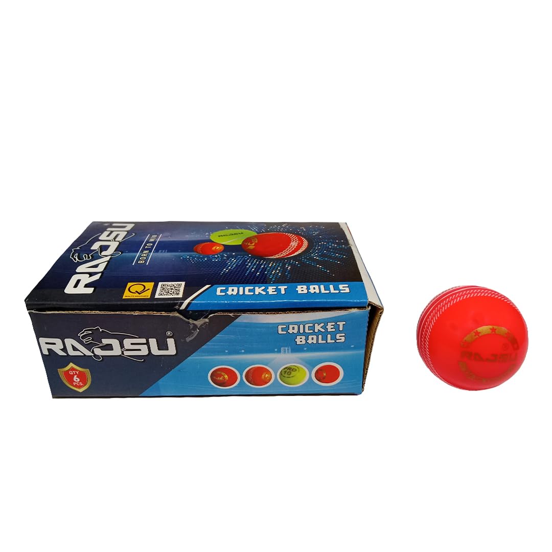RAJSU- Cricket Pro 10 Balls | Durable Practice Ball for Nets, Turf & Hard Surfaces | All-Weather Training Use | Available in Pack of 6pcs-picture-20