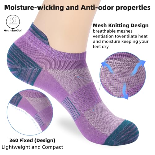 Image of ATBITER Ankle Socks Women /Men 6-12Pairs Thin Low Cut No Show Socks With Tab | White Summer Lightweight Athletic Running Yoga Pilates Workout Sneaker Non Slip Short Socks Size 7-9 9-11