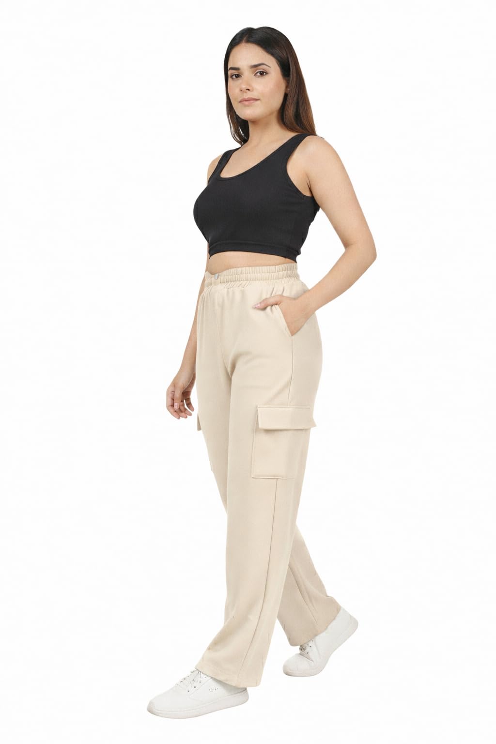 Cargo Lower for Girls & Women | Regular Fit Cotton Pants with 4 Utility Pockets | Stylish, Comfortable & Trendy Bottomwear for College, Travel, Casual Use