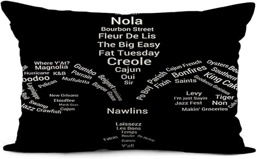 Topyee Funda de almohada de 12 x 20 pulgadas, con palabras cajún en flor de lis, decoración del hogar, funda de cojín lumbar para sofá o cama
