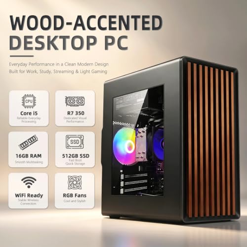 Image of Gaming PC Desktop Computer, Core I5 up to 3.6GHz, Radeon R7 350 4G