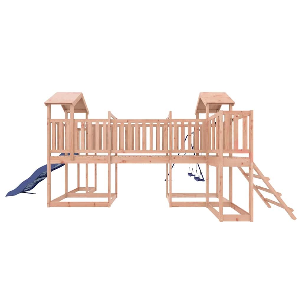 Spielturm aus massivem Douglasienholz mit Rutsche, Schaukel, Sandkasten, Klettergerüst und Sicherheiten für Kinder im Garten, robustes Holz, wetterfest, outdoor geeignet