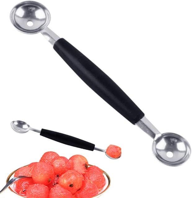 Double-Sided Melon Baller Stainless Steel Melon Ballers Fruit Baller Scoop Melon Baller Scoop Use for Watermelon Ice Cream Cone
