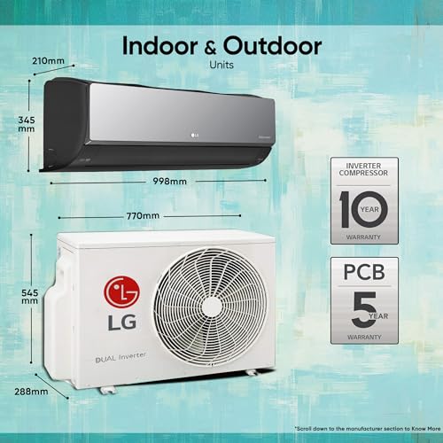 Image of LG 1.5 Ton 5 Star DUAL Inverter Wi-Fi Split AC with Energy Manager (Copper, AI+ Convertible 6-in-1 Cooling, 4 Way Air Swing, HD Filter with Anti-Virus Protection, TS-Q19MWZE, Black Mirror)