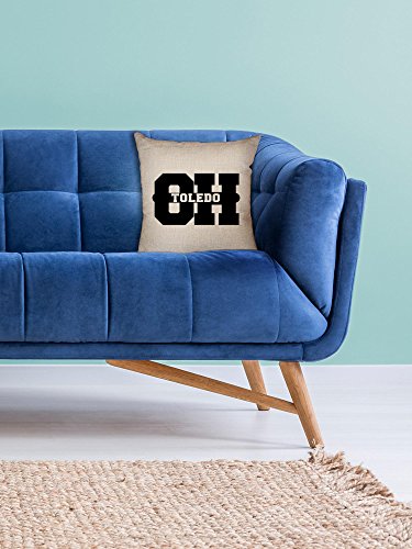 Hollywood Thread Toledo, Ohio Oh Classic City State Sign Decorative Linen Throw Cushion Pillow Case With Insert #TOP1
