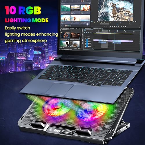 Ant Esports NC281 Gaming Laptop Cooling Pad with 2 Fans 110mm, RGB Laptop Cooler Stand with 5 Height Adjustable, Laptop Fan Cooling Pad for Upto... - Image 5