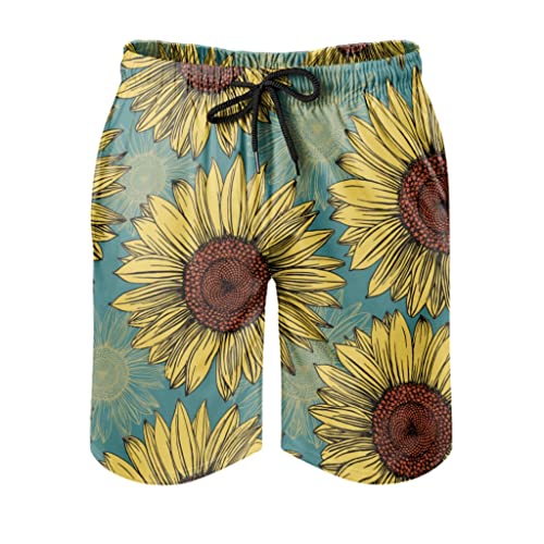 GeauDoup Sonnenblume Pflanzen Badehose für Herren Jungen Badeshorts für Männer Kurz Schnelltrockend Boardshorts Beachshorts Strandshorts Sporthose Swimming Trunks Multicolor XL Cover