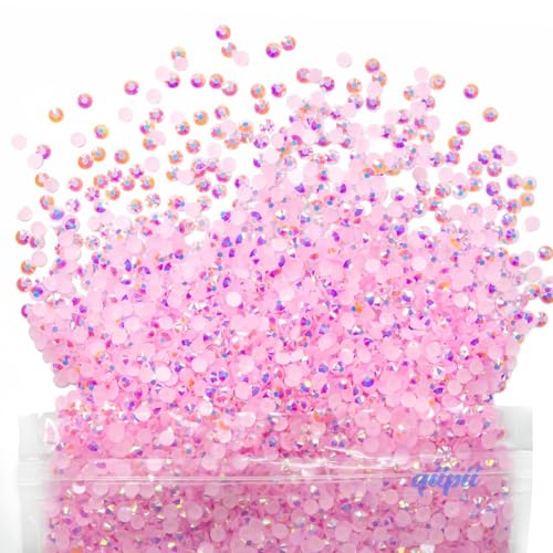 qiipii 32000PCS 3mm Pink AB Resin Rhinestones Bulk Light Pink AB Flatback Jelly Resin Stones Pack SS10 Non-Hotfix Diamonds Crystals Gems for Nails Face Eyes Makeup Body Tumblers DIY Crafts Decor Shoes