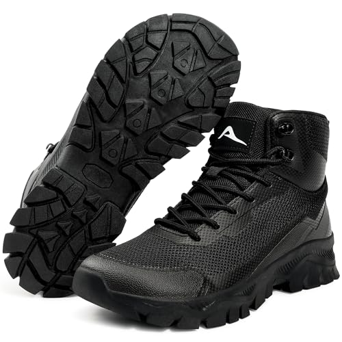 Reimferce Comfortable Mens Hiking Boots: Multi-Terrain Traction & Zero Break-In Ankle Support for Rocky Hikes - Breathable Mesh & Lightweight for Confidence in Trail Walking - Outdoor Enthusiasts