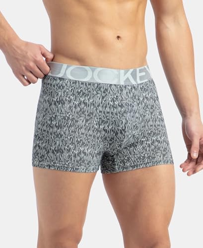 Image of Jockey IC30 Men's Tactel Microfiber Elastane Stretch Printed Trunk with Moisture Move Properties High Rise S