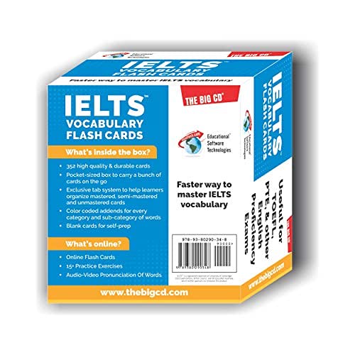 Image of IELTS VOCABULARY FLASH CARDS for IELTS Academic and General training - 352 high quality & durable cards + Online FLASH CARDS + Online Exercises + ... tests (Self-Learning Management Series)