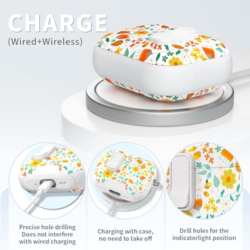 Image of for AirPods Pro 3 Case with Lock & Phone Stand,Cute Floral Pattern Style | PC & TPU Dual Layer Protective Cover with Keychain & Cleaner Pen for Apple AirPod Pro 3rd Generation Women (Daisy)