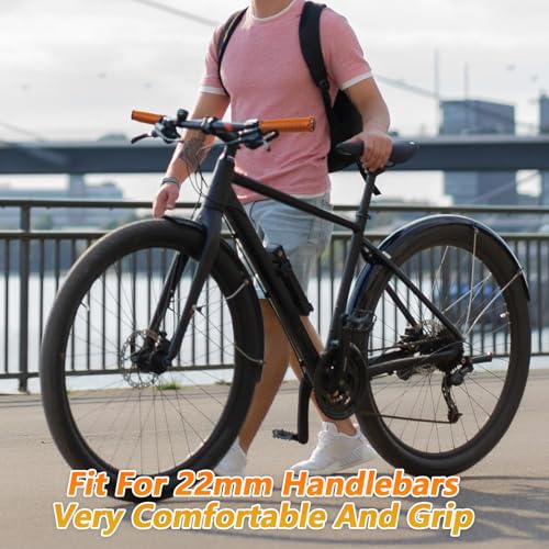 2Pcs Bike Handlebar Grips, Soft Synthetic Leather Bicycle Handlebar Grips, Bike Gripss Handlebars Fits Most 22.2mm(7/8\") Bicycle Handlebars(Brown)