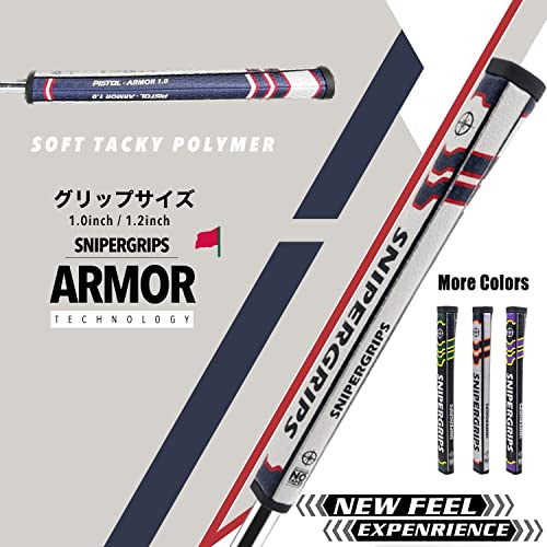 パター グリップ ゴルフグリップ スナイパー 太い グリップの面を感じやすく真っすぐ打てる (1.2, ホワイト×ブルー) 2枚目