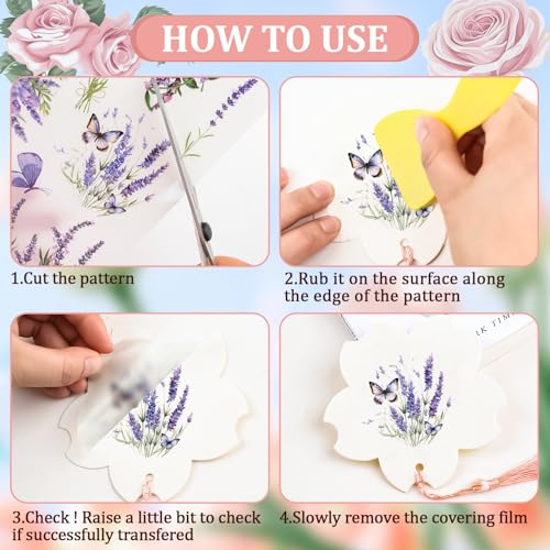 WANDIC 3 Sheets Rub On Transfer Sticker, Butterfly Floral Stickers for DIY Scrapbooking Photo Albums furniture,5.9 * 11.8in - Image 3