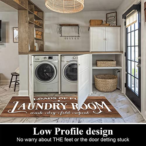 Ileading Laundry Room Rug 2'X6' Farmhouse Machine Washable Washroom Mat Non Slip Mudroom Mat Brown Entryway Carpet For Kitchen Floor Hallway Petmat #TOP2