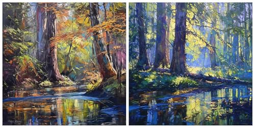 Diamond Painting Forêt Lot de 2 Kits Complets 5D Broderie Diamant Rivière 60x60cm S-384