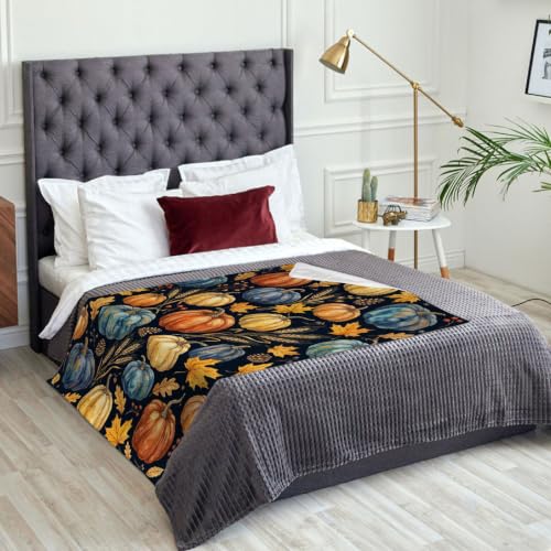 Jeté de lit citrouilles d'automne plaid feuille de blé couverture compacte voiture - 3