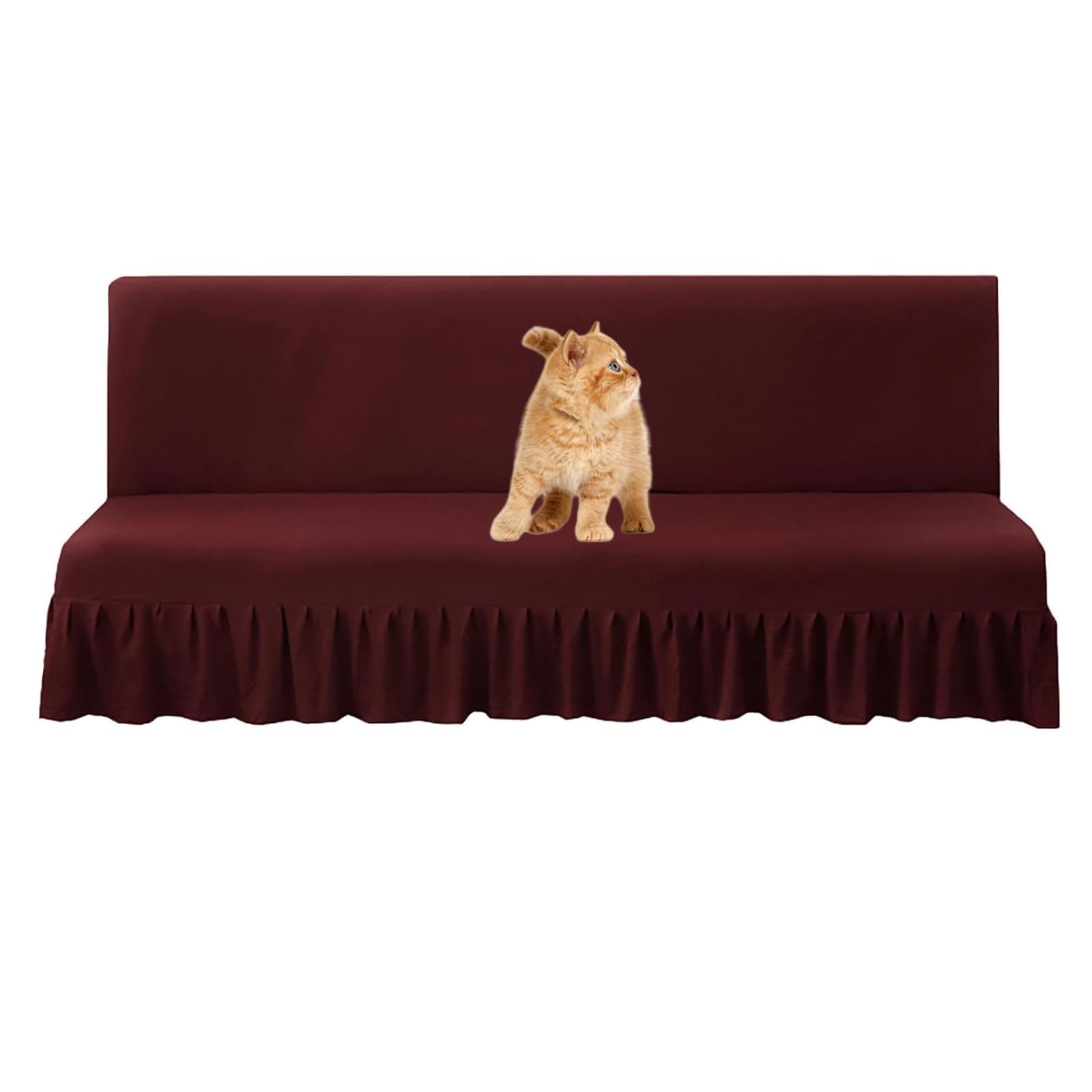 Housse futon sans accoudoirs à jupe plissée lavable en machine