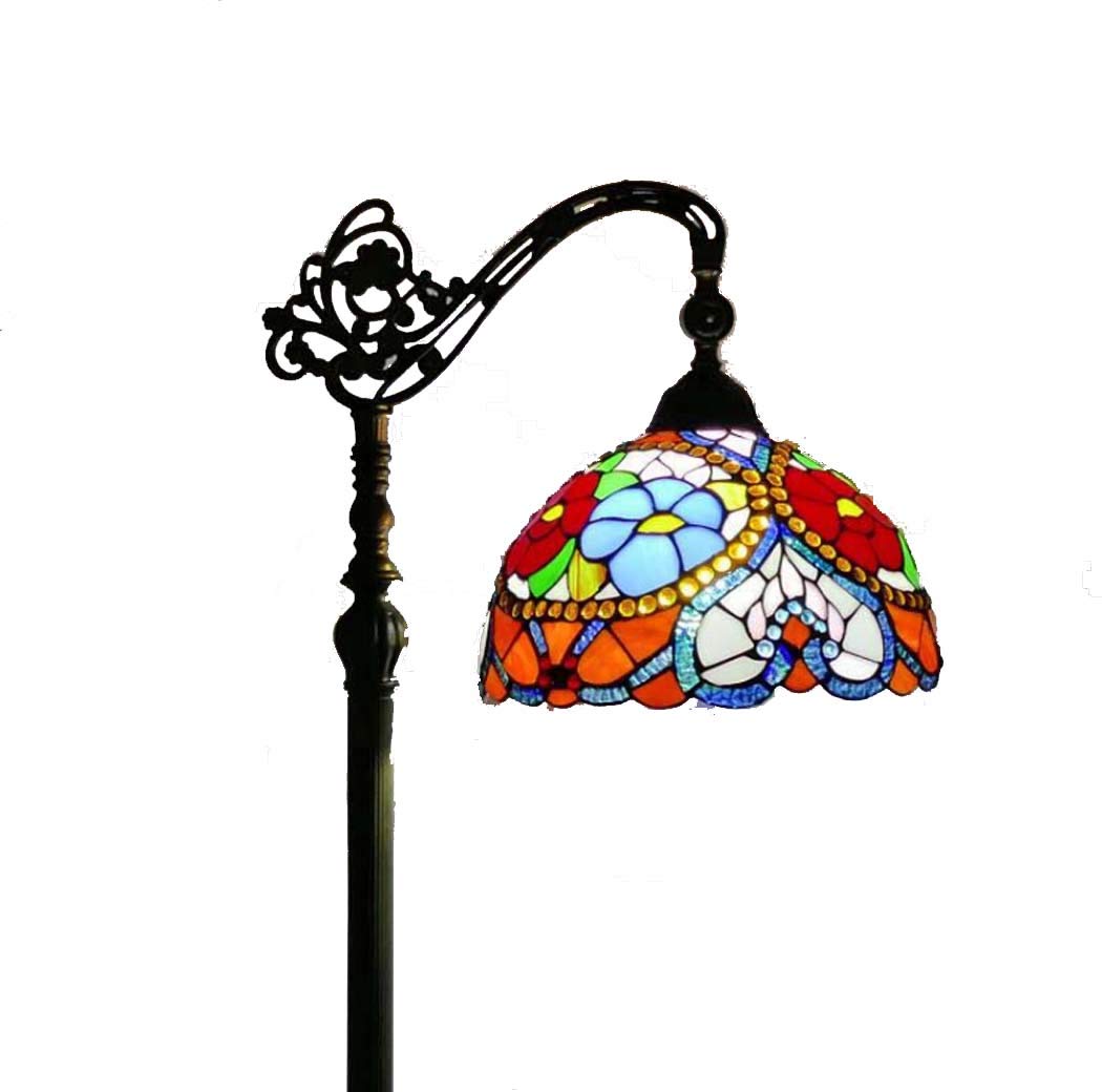 IUokLU Tiffany Style Arched Floor Lamps Stained Glass Floral Design Floor Uplighter for Livingroom Bedroom Studyroom Decoration Floor Lights,Foot Switch Standing Light,E27,C (B)